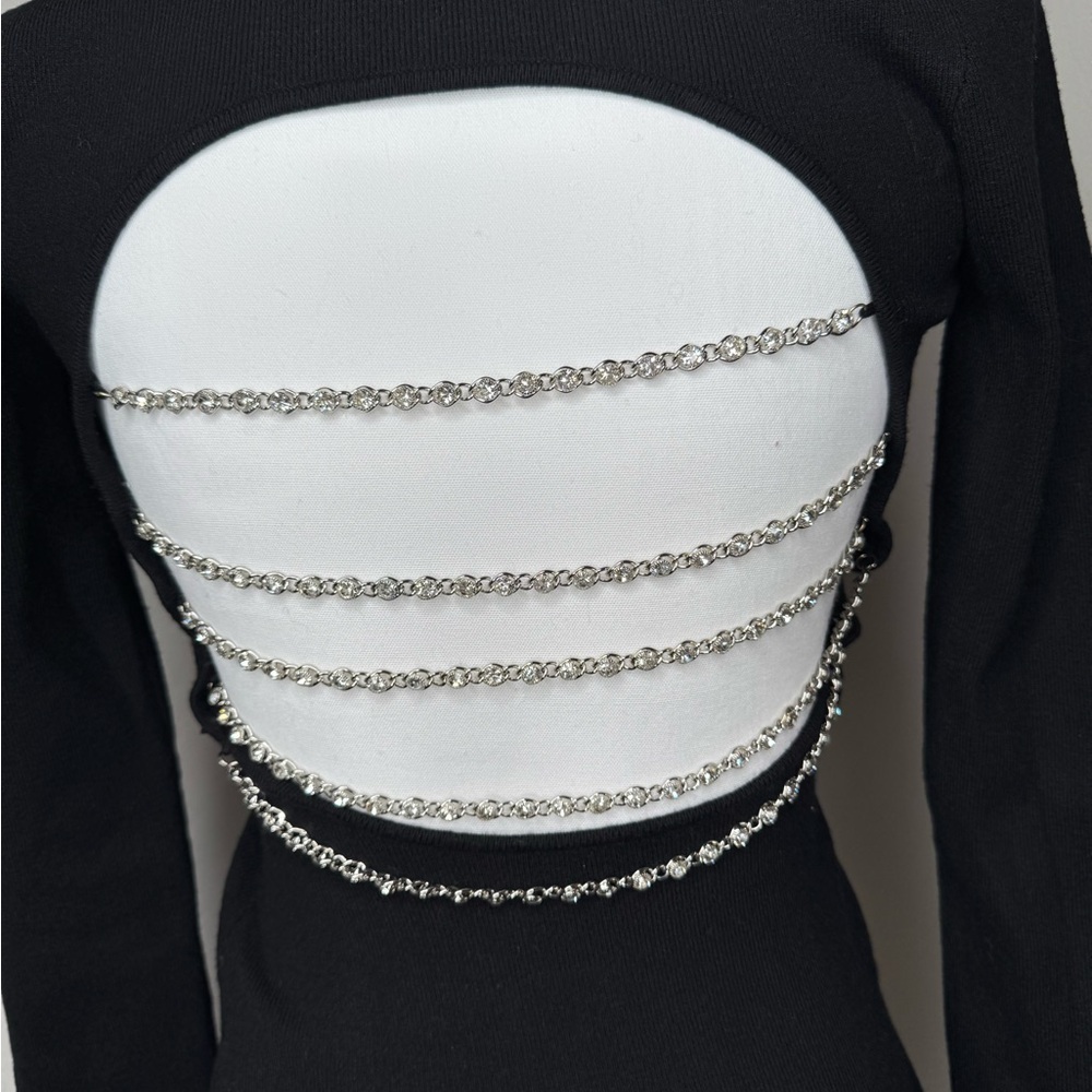 Forever 21 Black and White Chain Detail Backless Dress
